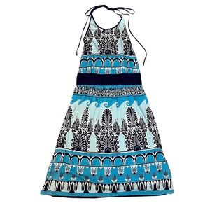 Tory Burch | Blue Paisley Halter Silk Classic Preppy Dress Size S